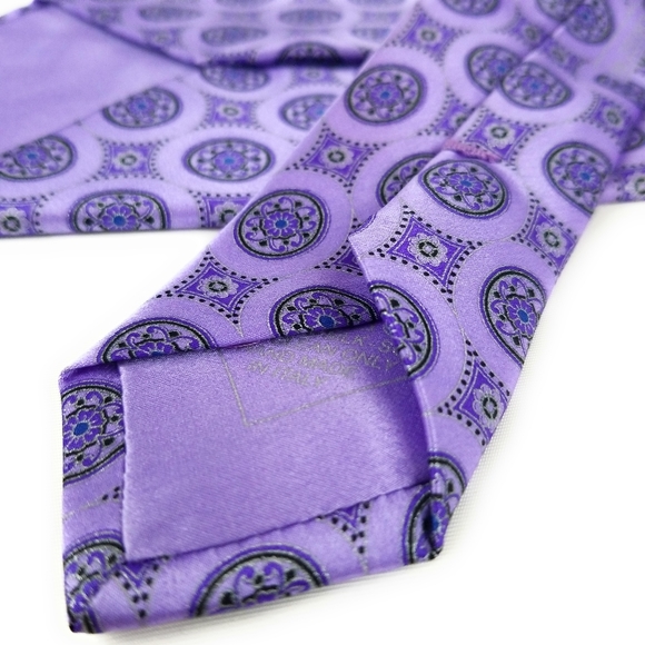 BRIONI Tie Lavender Violet Purple Medallion - Picture 5 of 6